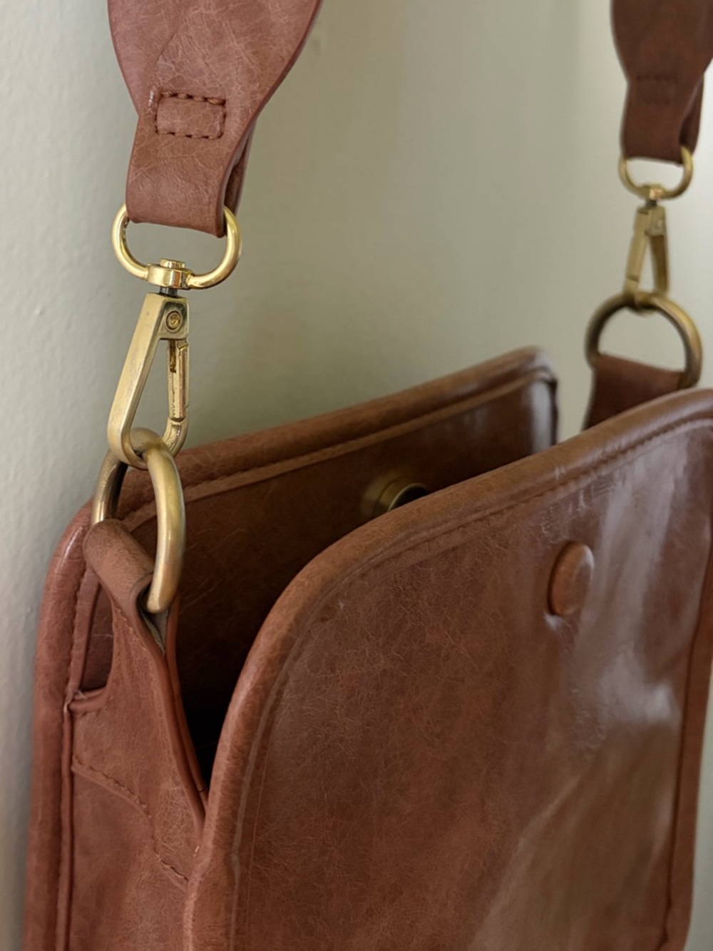 Anthropologie Bette Pink Vegan Leather Crossbody Bag